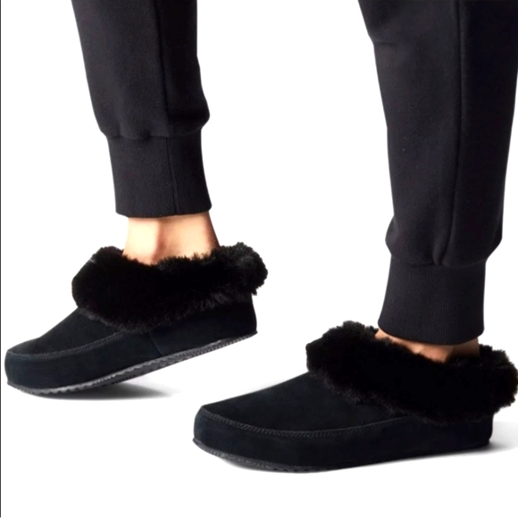 🎁SOREL Go Coffee Run Women's Suede Slippers New Never Worn Size 6 Black - Picture 2 of 6